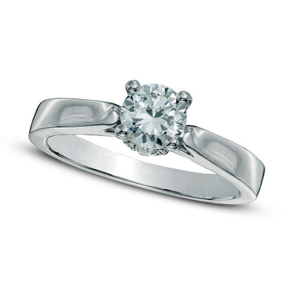 0.88 CT. T.W. Natural Diamond Engagement Ring in Solid 14K White Gold (I/I2)