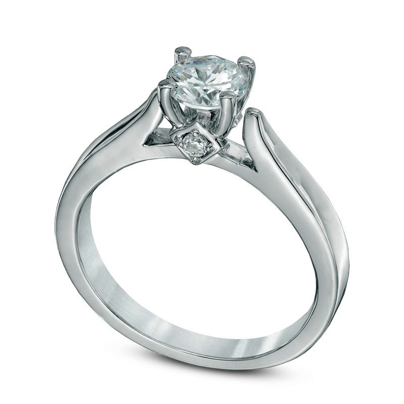 0.88 CT. T.W. Natural Diamond Engagement Ring in Solid 14K White Gold (I/I2)