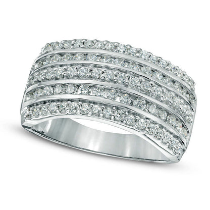 1.0 CT. T.W. Natural Diamond Multi-Row Band in Solid 10K White Gold