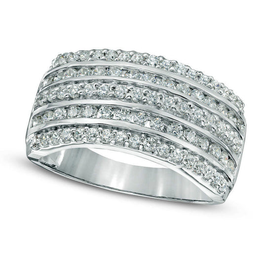 1.0 CT. T.W. Natural Diamond Multi-Row Band in Solid 10K White Gold