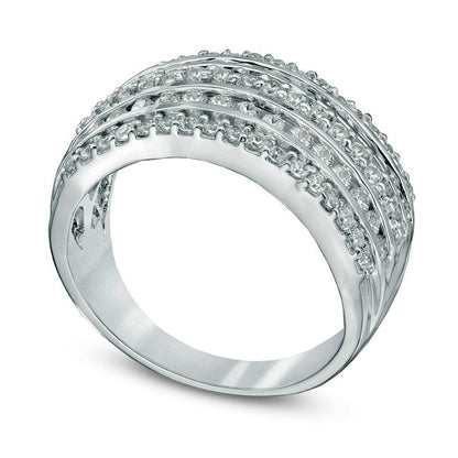 1.0 CT. T.W. Natural Diamond Multi-Row Band in Solid 10K White Gold