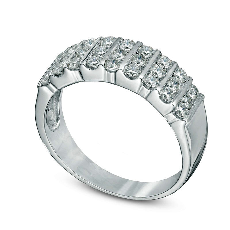 0.75 CT. T.W. Natural Diamond Triple Row Band in Solid 10K White Gold