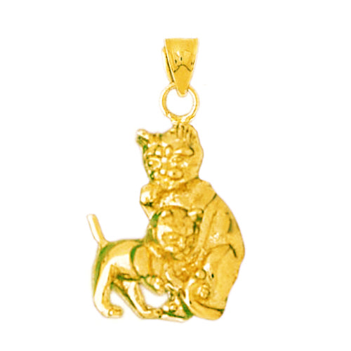 14K Gold Cat with Calf Charm