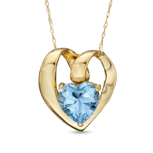 7.0mm Heart-Shaped Lab-Created Blue Spinel Pendant in 10K Yellow Gold