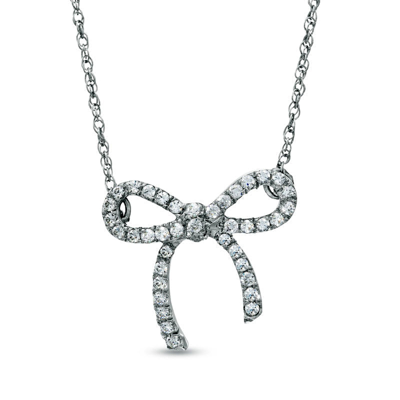 0.25 CT. T.W. Natural Diamond Bow Necklace in Sterling Silver