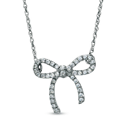 0.25 CT. T.W. Natural Diamond Bow Necklace in Sterling Silver