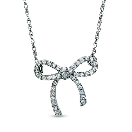 0.25 CT. T.W. Natural Diamond Bow Necklace in Sterling Silver