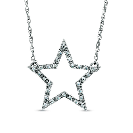 0.13 CT. T.W. Natural Diamond Star Necklace in Sterling Silver