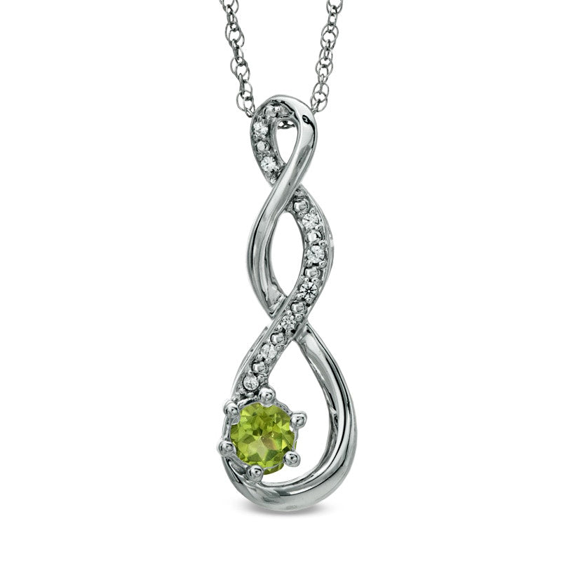 4.5mm Peridot and Natural Diamond Accent Twist Pendant in Sterling Silver