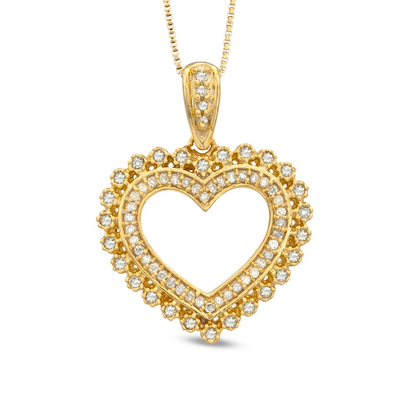 0.33 CT. T.W. Natural Diamond Heart Pendant in Sterling Silver and 14K Gold Plate