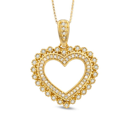 0.33 CT. T.W. Natural Diamond Heart Pendant in Sterling Silver and 14K Gold Plate