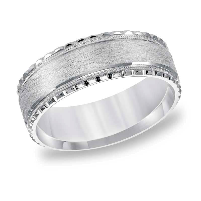 Men's 7.0mm Wedding Band in Solid 10K White Gold