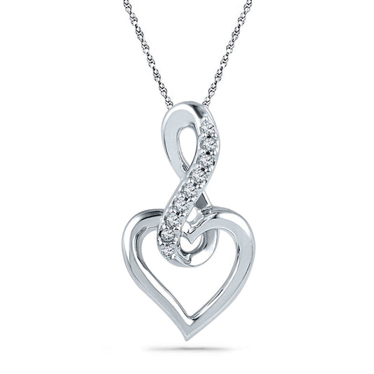 Natural Diamond Accent Infinity with Heart Pendant in 10K White Gold