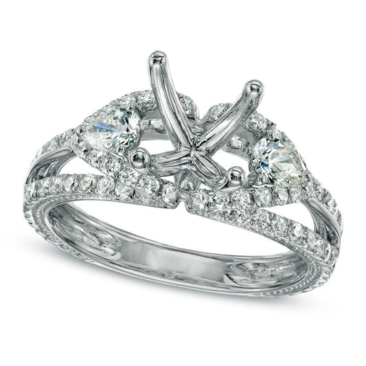 1.25 CT. T.W. Natural Diamond Edge Semi-Mount in Solid 14K White Gold