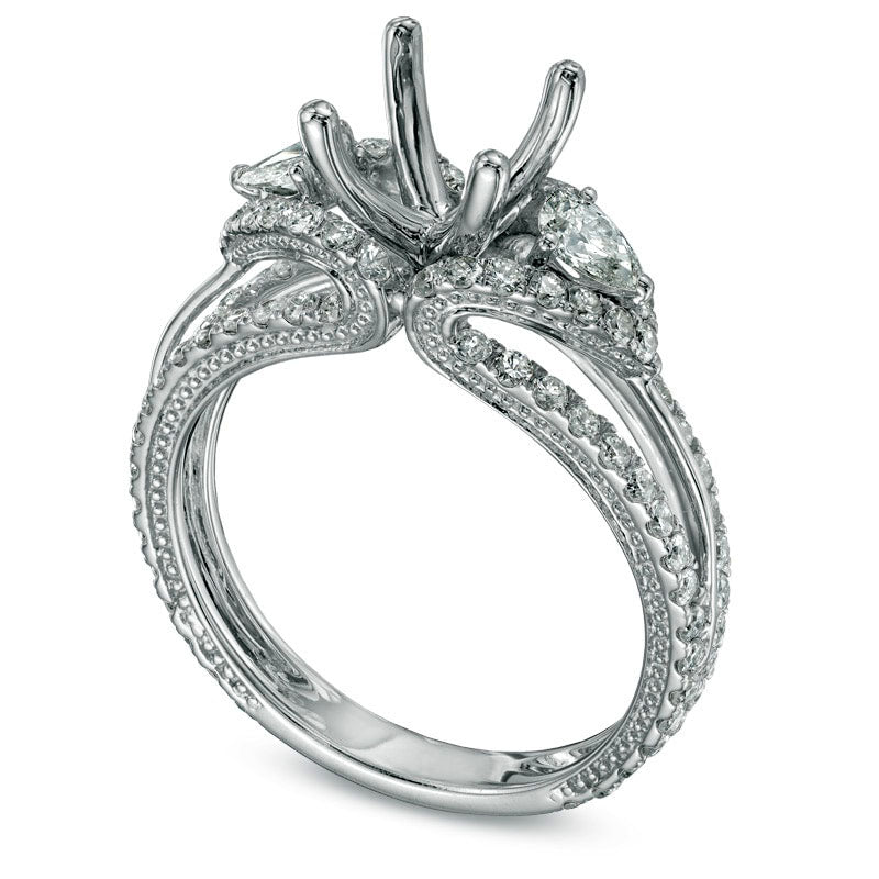 1.25 CT. T.W. Natural Diamond Edge Semi-Mount in Solid 14K White Gold