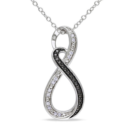 Natural Diamond Accent Beaded Infinity Pendant in Two-Tone Sterling Silver