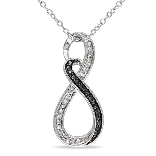 Natural Diamond Accent Beaded Infinity Pendant in Two-Tone Sterling Silver