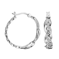Diamond Accent Infinity Braid Hoop Earrings in Sterling Silver