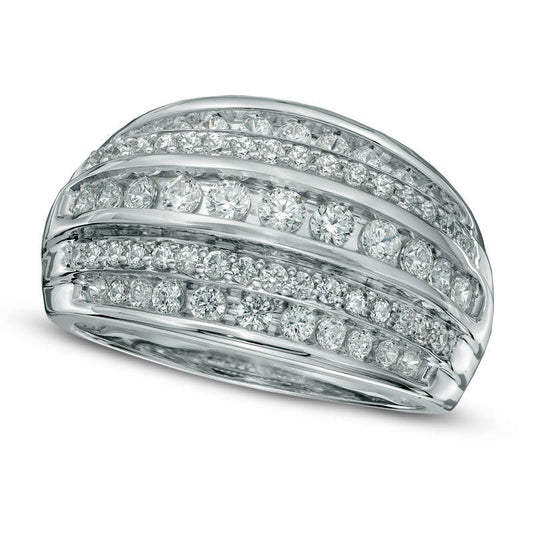 0.75 CT. T.W. Natural Diamond Layered Anniversary Ring in Solid 10K White Gold