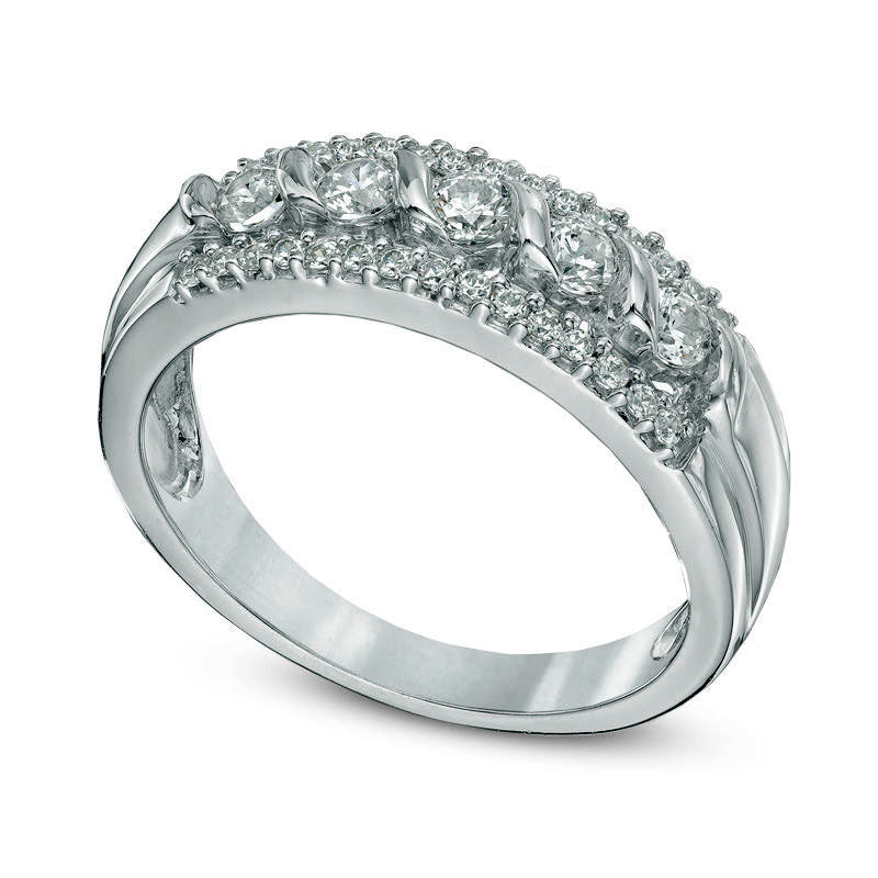 0.50 CT. T.W. Natural Diamond Five Stone Swirl Band in Solid 10K White Gold