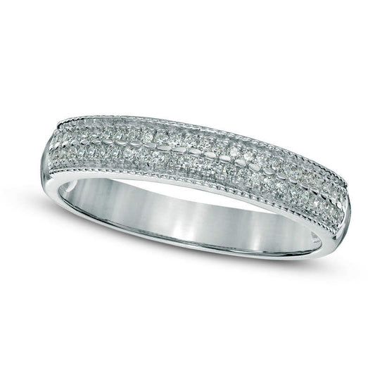 0.20 CT. T.W. Princess-Cut Natural Diamond Double Row Band in Sterling Silver