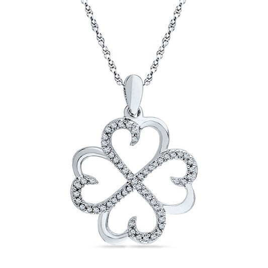 0.2 CT. T.W. Natural Diamond Four Leaf Clover Pendant in Sterling Silver