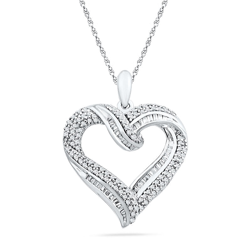 0.75 CT. T.W. Natural Diamond Looping Heart Pendant in Sterling Silver