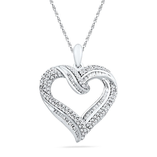 0.75 CT. T.W. Natural Diamond Looping Heart Pendant in Sterling Silver