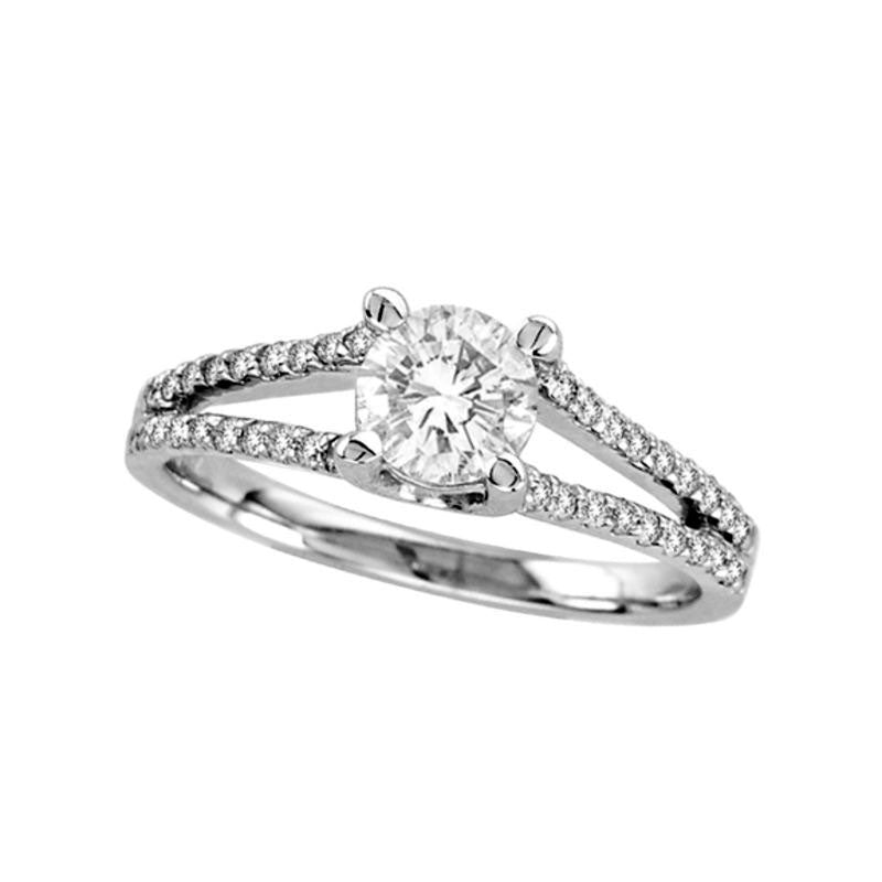 1.0 CT. T.W. Natural Diamond Split Shank Bridal Engagement Ring Set in Solid 14K White Gold