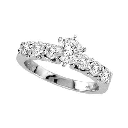 1.5 CT. T.W. Natural Diamond Engagement Ring in Solid 14K White Gold