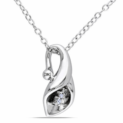 Natural Diamond Accent Calla Lily Pendant in Sterling Silver