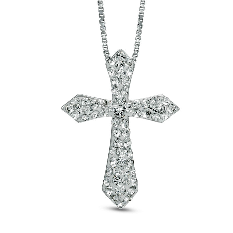 Crystal Cross Pendant in Sterling Silver