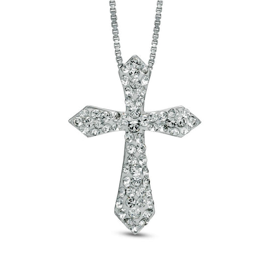 Crystal Cross Pendant in Sterling Silver