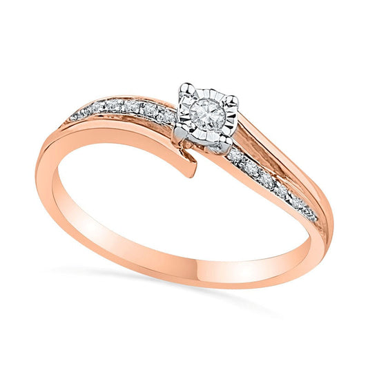 0.10 CT. T.W. Natural Diamond Promise Ring in Solid 10K Rose Gold