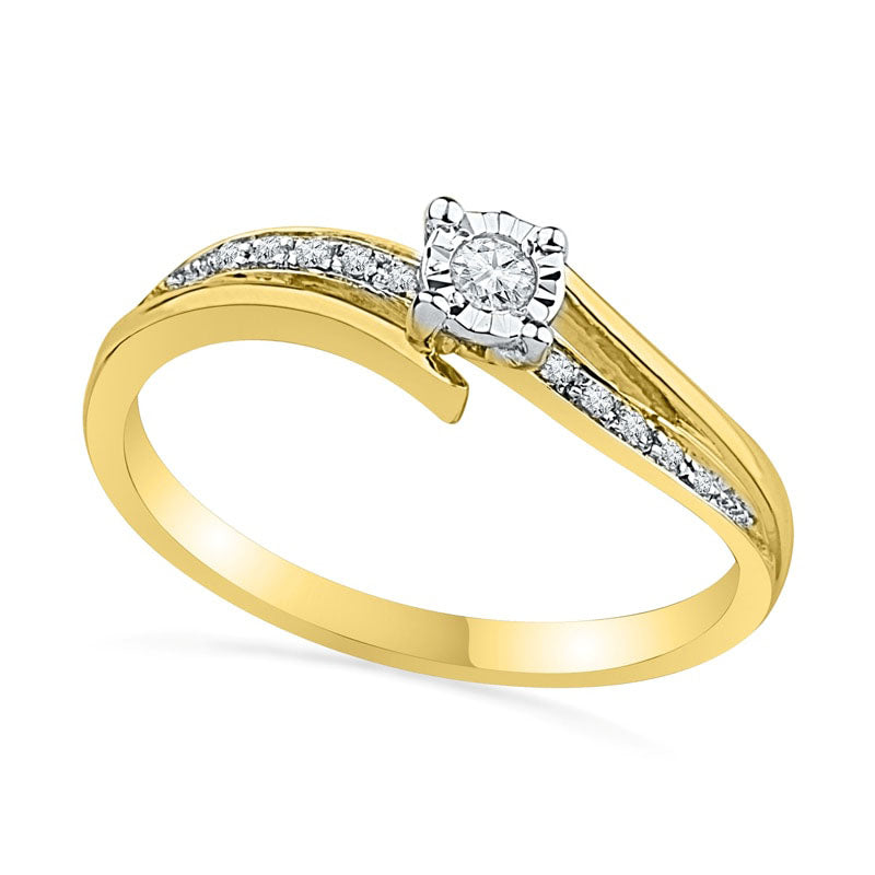 0.10 CT. T.W. Natural Diamond Promise Ring in Solid 10K Yellow Gold