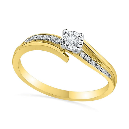 0.10 CT. T.W. Natural Diamond Promise Ring in Solid 10K Yellow Gold
