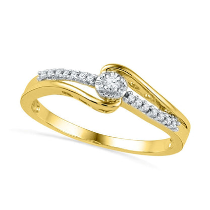 0.10 CT. T.W. Natural Diamond Promise Ring in Solid 10K Yellow Gold