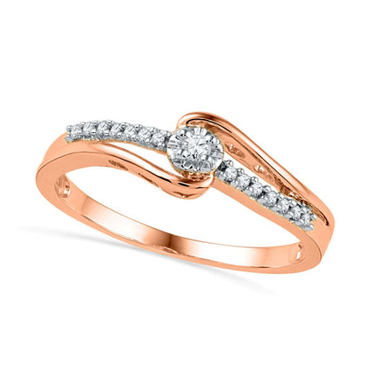 0.10 CT. T.W. Natural Diamond Promise Ring in Solid 10K Rose Gold