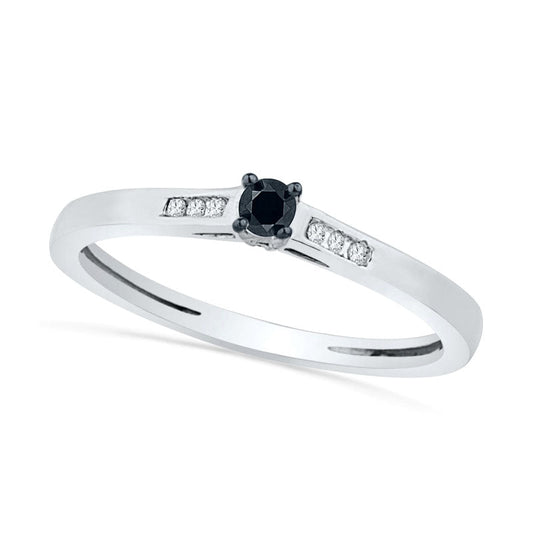0.17 CT. T.W. Enhanced Black and White Natural Diamond Promise Ring in Solid 10K White Gold