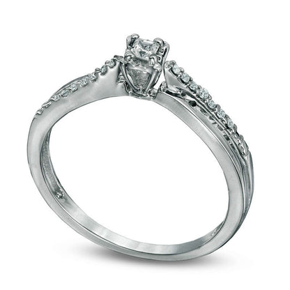 0.10 CT. T.W. Princess-Cut Natural Diamond Split Shank Promise Ring in Solid 10K White Gold