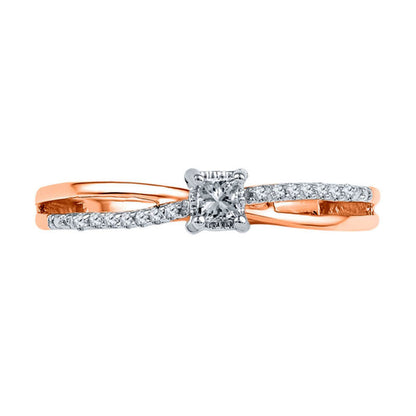 0.10 CT. T.W. Princess-Cut Natural Diamond Split Shank Promise Ring in Solid 10K Rose Gold