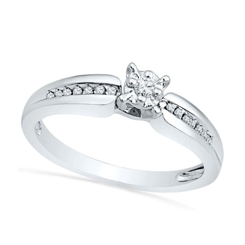 0.10 CT. T.W. Natural Diamond Promise Ring in Solid 10K White Gold