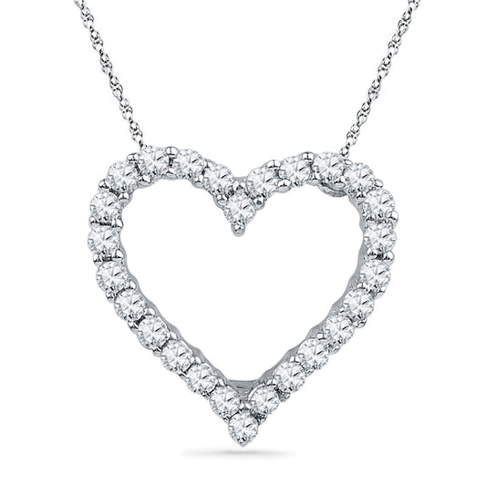 0.17 CT. T.W. Natural Diamond Lined Heart Pendant in 10K White Gold