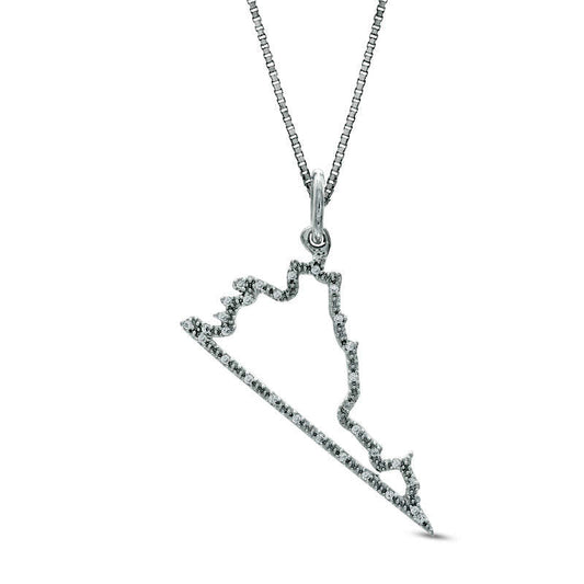 Natural Diamond Accent State of Virginia Outline Pendant in Sterling Silver