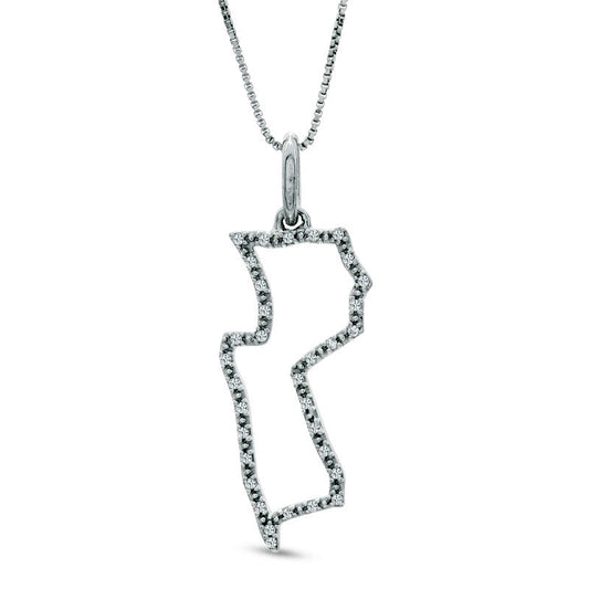 Natural Diamond Accent State of New Jersey Outline Pendant in Sterling Silver