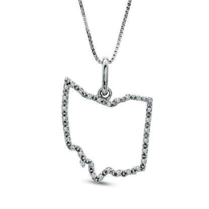 Natural Diamond Accent State of Ohio Outline Pendant in Sterling Silver