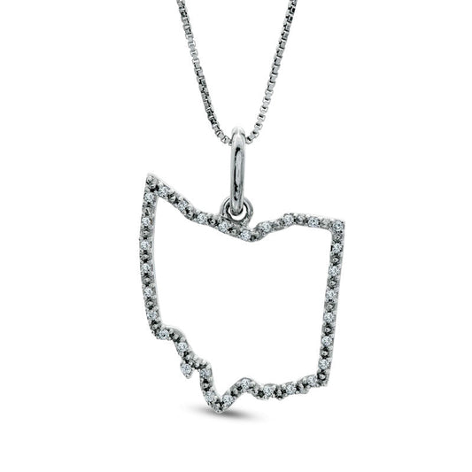 Natural Diamond Accent State of Ohio Outline Pendant in Sterling Silver
