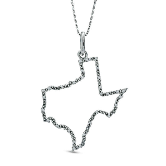 Natural Diamond Accent State of Texas Outline Pendant in Sterling Silver
