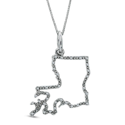 Natural Diamond Accent State of Louisiana Outline Pendant in Sterling Silver