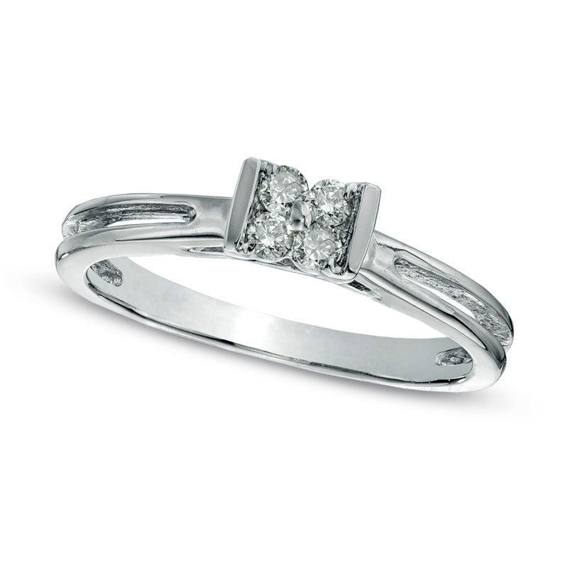 0.13 CT. T.W. Quad Natural Diamond Split Shank Promise Ring in Solid 10K White Gold